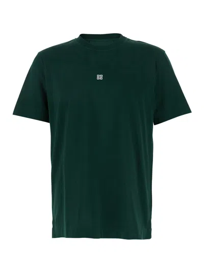 Givenchy Green Crewneck T-shirt With 4g Logo On The Front In Cotton Man