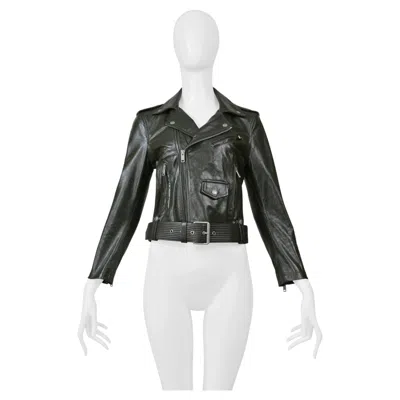 Pre-owned Givenchy Green Cropped Leather Moto Jacket 2019