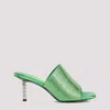 GIVENCHY GREEN G CUBE MULES IN SATIN WITH STRASS