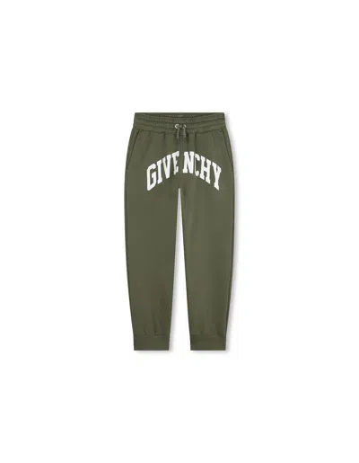Givenchy Kids' Logo-print Fleece Track Trousers In Green