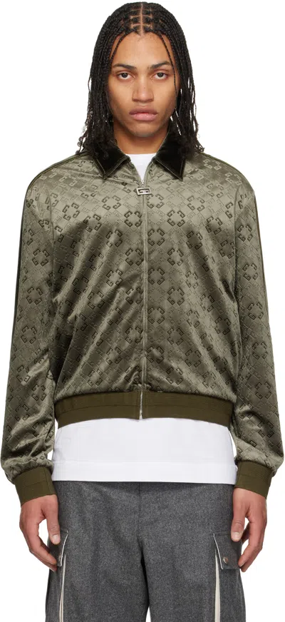 Givenchy Green Monogram 72 Velvet Track Jacket In 300-green