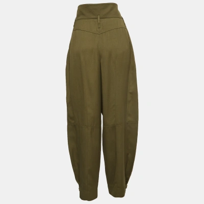 Pre-owned Givenchy Green Pleated Crepe High-waisted Tapered Military Trousers L