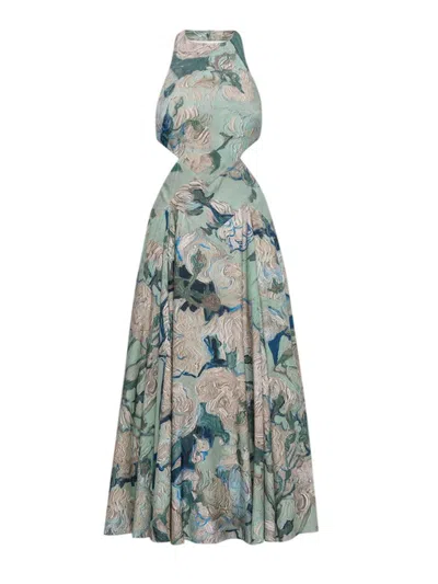 Givenchy Green Printed Dress In Blue