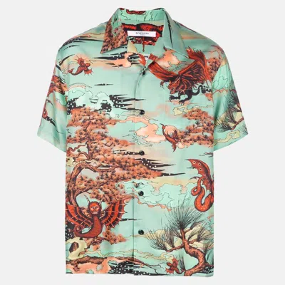 Pre-owned Givenchy Green Printed Silk Short Sleeve Shirt Xxl