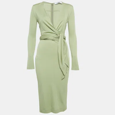 Pre-owned Givenchy Green Stretch Crepe Knotted V-neck Midi Dress S