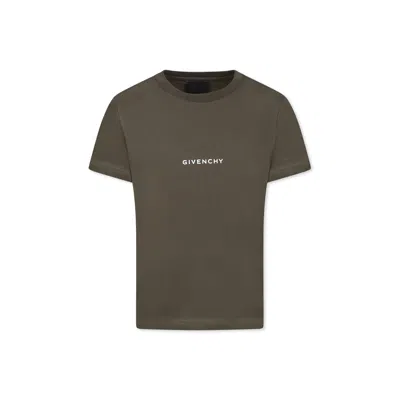 Givenchy Kids' Green T-shirt For Boy With Logo