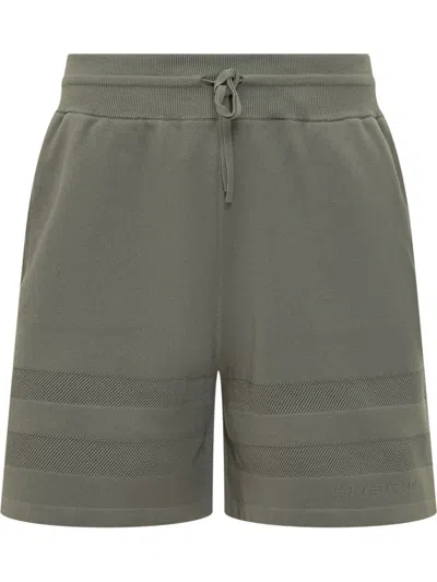 GIVENCHY MEN GREEN TEXTURED SHORTS