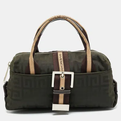 Pre-owned Givenchy Green/brown Monogram Fabric Buckle Hobo