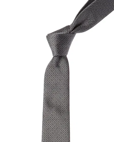 Givenchy Grey All Over 4g Jacquard Silk Tie In Brown