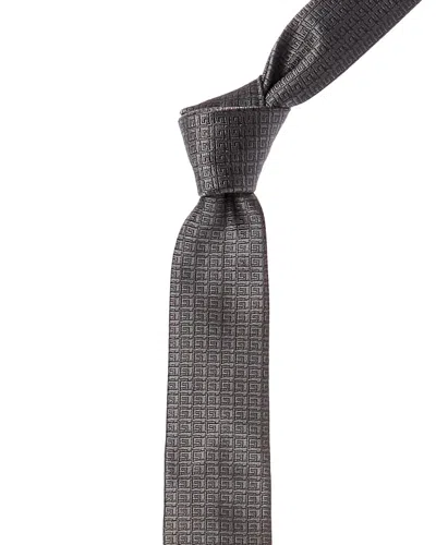 Givenchy Grey All Over Logo Silk Tie In Gray