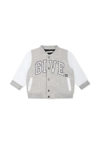GIVENCHY GREY BOMBER JACKET FOR BABY BOY WITH LOGO