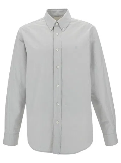 Givenchy Grey Button-down Shirt With 4g Embroidery In Cotton Man In Multicolor