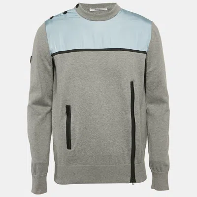 Pre-owned Givenchy Grey Cotton Colorblock Crew Neck Sweatshirt S