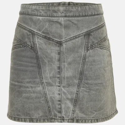 Pre-owned Givenchy Grey Denim Zip Up Mini Skirt M In Gray