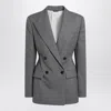 Givenchy Grey Double-breasted Wool Mini Jacket In Gray