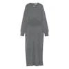Givenchy Side-split Long-sleeve Midi Dress In Gray