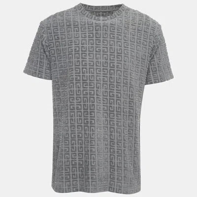 Pre-owned Givenchy Grey Gg Patterned Terry Half Sleeve T-shirt M