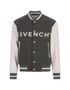 Givenchy Grey Green And White Bomber Jacket In Wool And Leather In Green