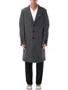 Givenchy Men Wool Blend Coat With Herringbone Motif In Multi
