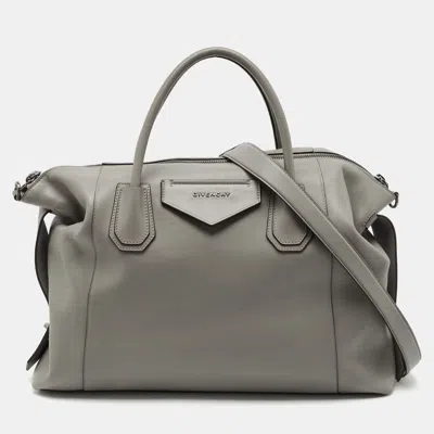 Pre-owned Givenchy Grey Leather Medium Antigona Soft Satchel
