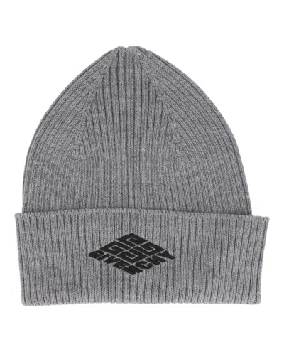 Givenchy Grey Logo-embroidered Skater Beanie With Ribbed Knit Design