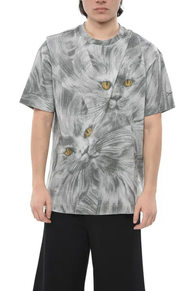 Givenchy Grey Printed Crew Neck T-shirt In Gray