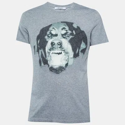 Pre-owned Givenchy Grey Rottweiler Print Cotton Cuban Fit Crew Neck T-shirt M In Gray