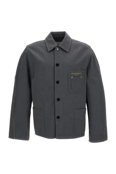 Givenchy Grey Shirt Collar Jacket In Gray
