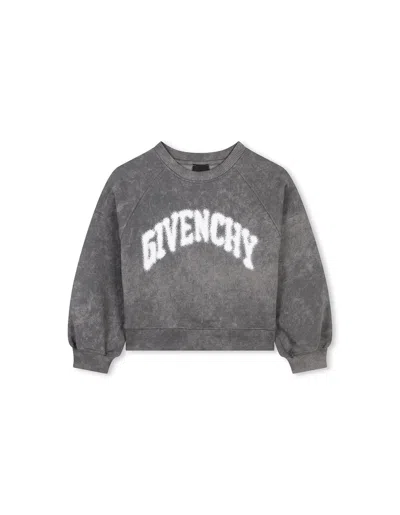 Givenchy Kids' Logo-print Cotton Sweatshirt In Gray
