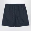 Givenchy Grey/blue Shorts With 4g Logo Print In Grey