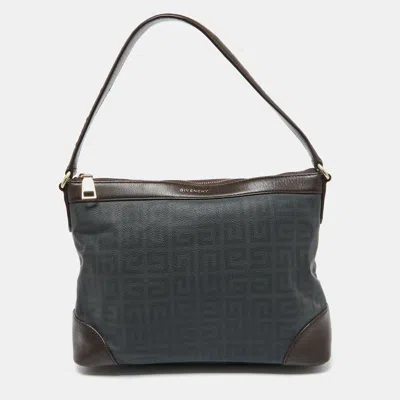 Pre-owned Givenchy Grey/dark Brown Monogram Coated Canvas And Leather Hobo