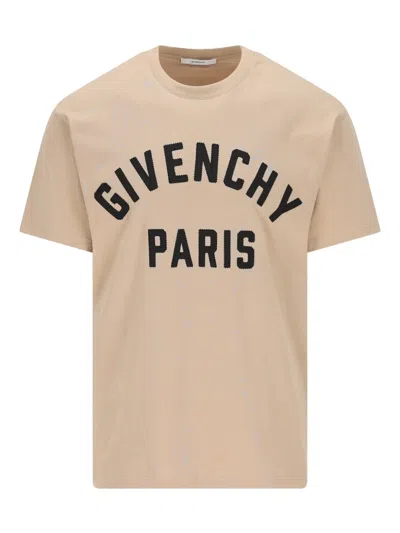 Givenchy Paris Embroidery Cotton T-shirt Clothing In Brown