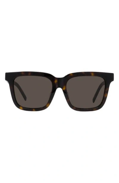 Givenchy Gv Day 53mm Rectangular Sunglasses In Dark Havana/brown