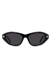 Givenchy Gv Day 55mm Cat Eye Sunglasses In Shiny Black / Smoke