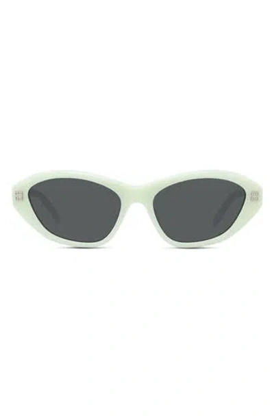 Givenchy Gv Day 55mm Cat Eye Sunglasses In Shiny Light Green/mirror