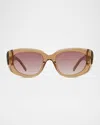 Givenchy Gv Day Acetate Rectangle Sunglasses In Slbrn