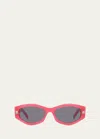 Givenchy Gv Day Geometric Acetate Oval Sunglasses In Shiny Fuxia Smoke