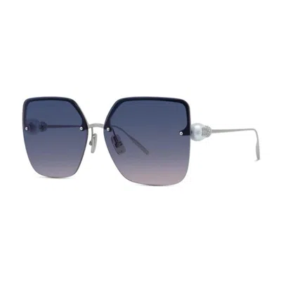 Givenchy Gv Mini Shiny Silver Cat-eye Sunglasses In Blue