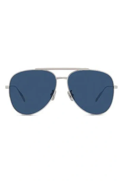 Givenchy Gv Speed 59mm Pilot Sunglasses In Shiny Palladium/blue