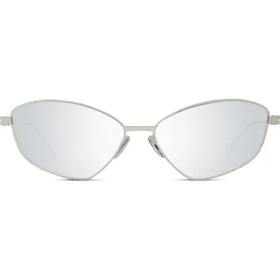 Givenchy Gv Speed Cat Eye Sunglasses In Shiny Palladium/smoke Mirror