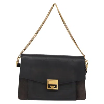 Pre-owned Givenchy Gv3 Flap Bag Leather Black Leather Shoulder Bag Bag ()