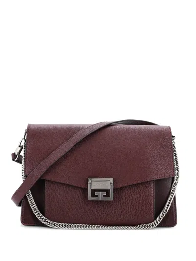 Pre-owned Givenchy Gv3 Flap Bag Leather Medium Shoulder Bag In Red