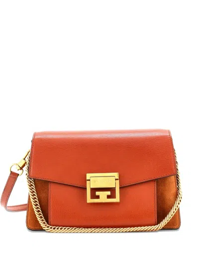 Pre-owned Givenchy Gv3 Flap Bag Leather Small Shoulder Bag In Brown