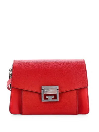 Pre-owned Givenchy Gv3 Flap Bag Leather Small Shoulder Bag In Red