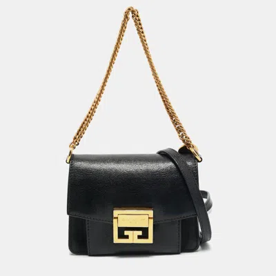 Pre-owned Givenchy Gv3 Nano Black Leather And Suede Shoulder Bag