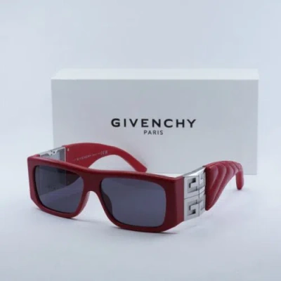 Pre-owned Givenchy Gv40034i 66a Red Leather And Silver/smoke 58-14-125 Sunglasses A... In Gray