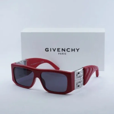 Pre-owned Givenchy Gv40034i 66a Red Leather And Silver/smoke 58-14-125 Sunglasses In Gray