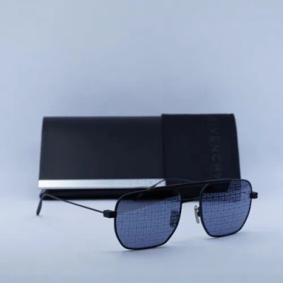 Pre-owned Givenchy Gv40041u 02c Matte Black/grey With Silver Logo Patterned Mirror 54-1...