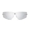 Givenchy 4gem Rectangular Sunglasses In 16c Shiny Palladium / Smoke Mirror