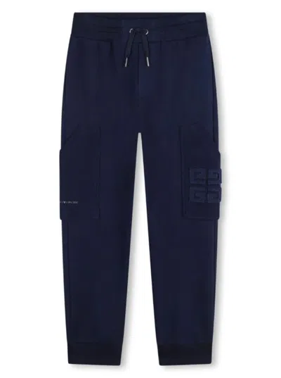 Givenchy Kids' 4g Cotton-blend Trousers In Blue